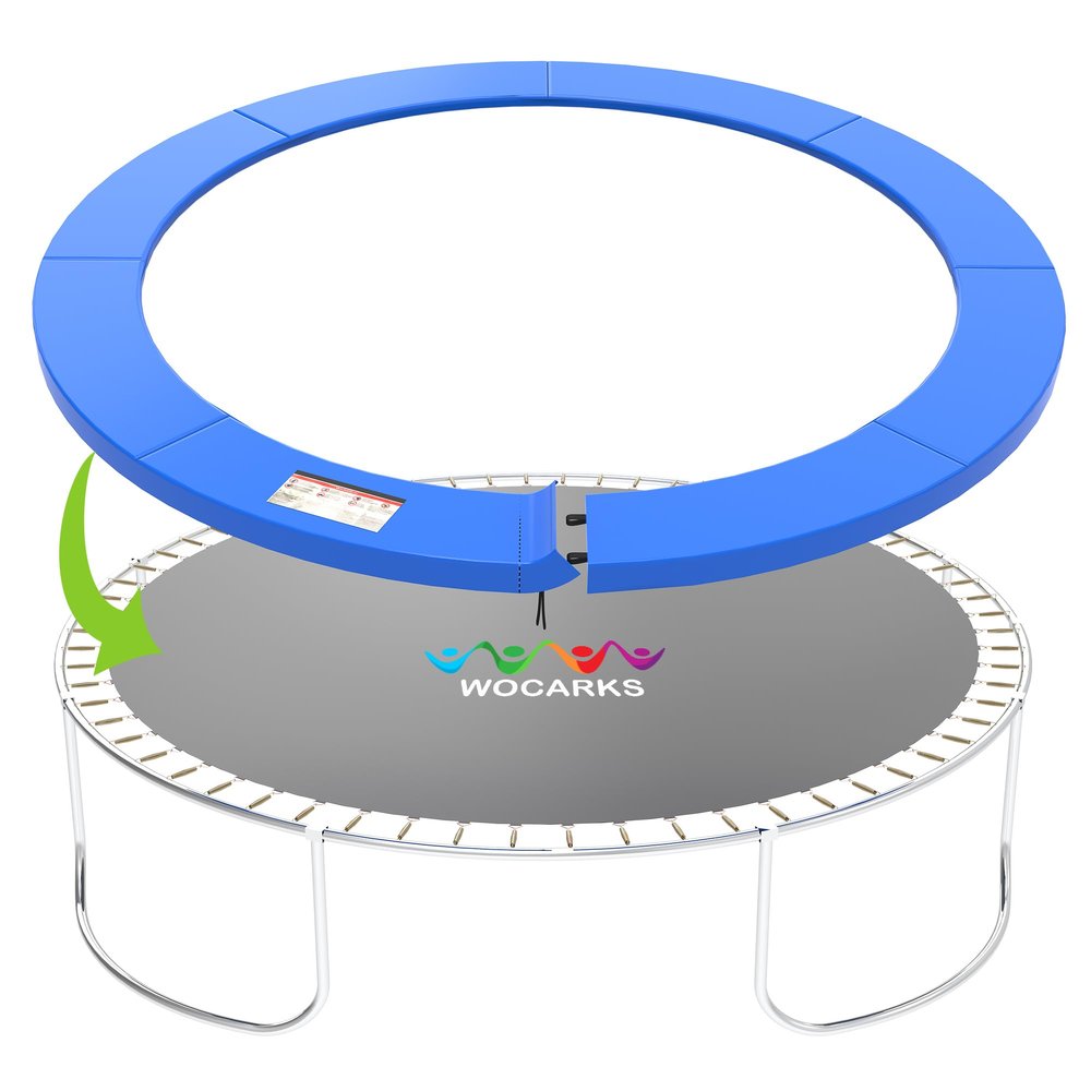 WOCARKS Trampoline Pad, 10ft 12ft 14ft 15ft 16ft Trampoline Replacement Safety Pad, Waterproof and Tear-Resistant Safety Spring Cover Round Frame Pad (Blue) (Blue, 10FT)
