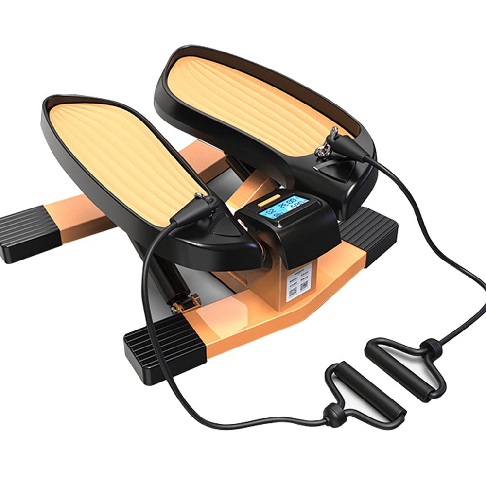 Fitness Mini Stepper with Resistance Bands, Lifting Mini Stepper Stair Climber Machine, Stair Stepper for Exercises-Twist Stepper with Monitor, 330lbs Weight Capacity