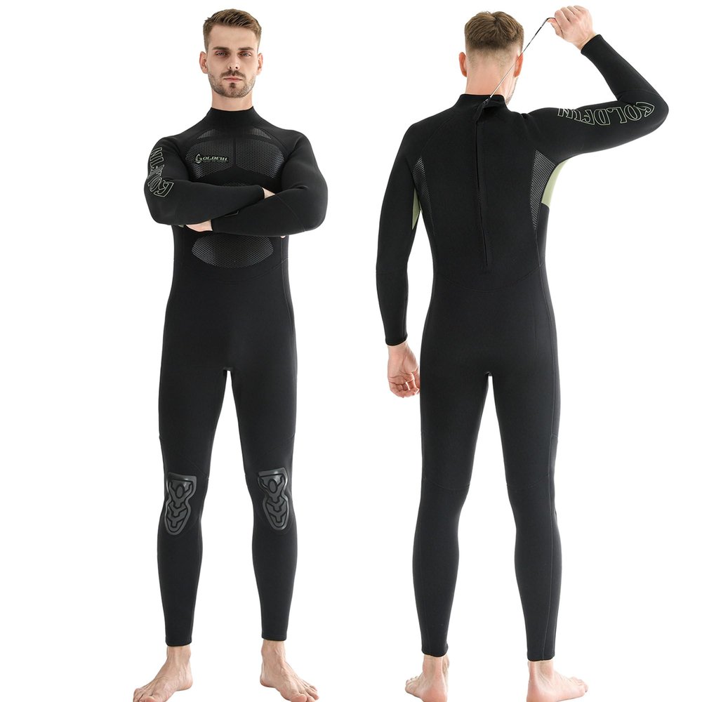 GoldFin Wetsuit for Men, Mens 3mm Wetsuits Fullbody Back Zip Keep Warm in Cold Water