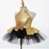 Sinleey Girls Kids Sequins Halter Neck Ballet Dance Leotard Layer Tutu Dress Ballerina Princess Performance Costume Yellow A 14 Years view 4