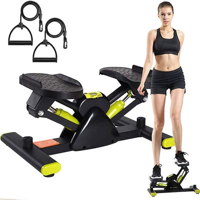 RWGOVLU Exercise Stepper, Mini Twisting Stepper Exercise Machine with Resistance Bands, Aerobic Stepper with Display, Massageable Gym Stepper for Home Workout, Load-Bearing 100kg