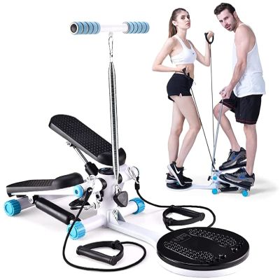 RWGOVLU Mini Stepper Machine, Steppers for Exercise with Display and Resistance Bands, Up-Down Stepper for Beginners and Advanced Users, Home Gym Equipment Fitness Step