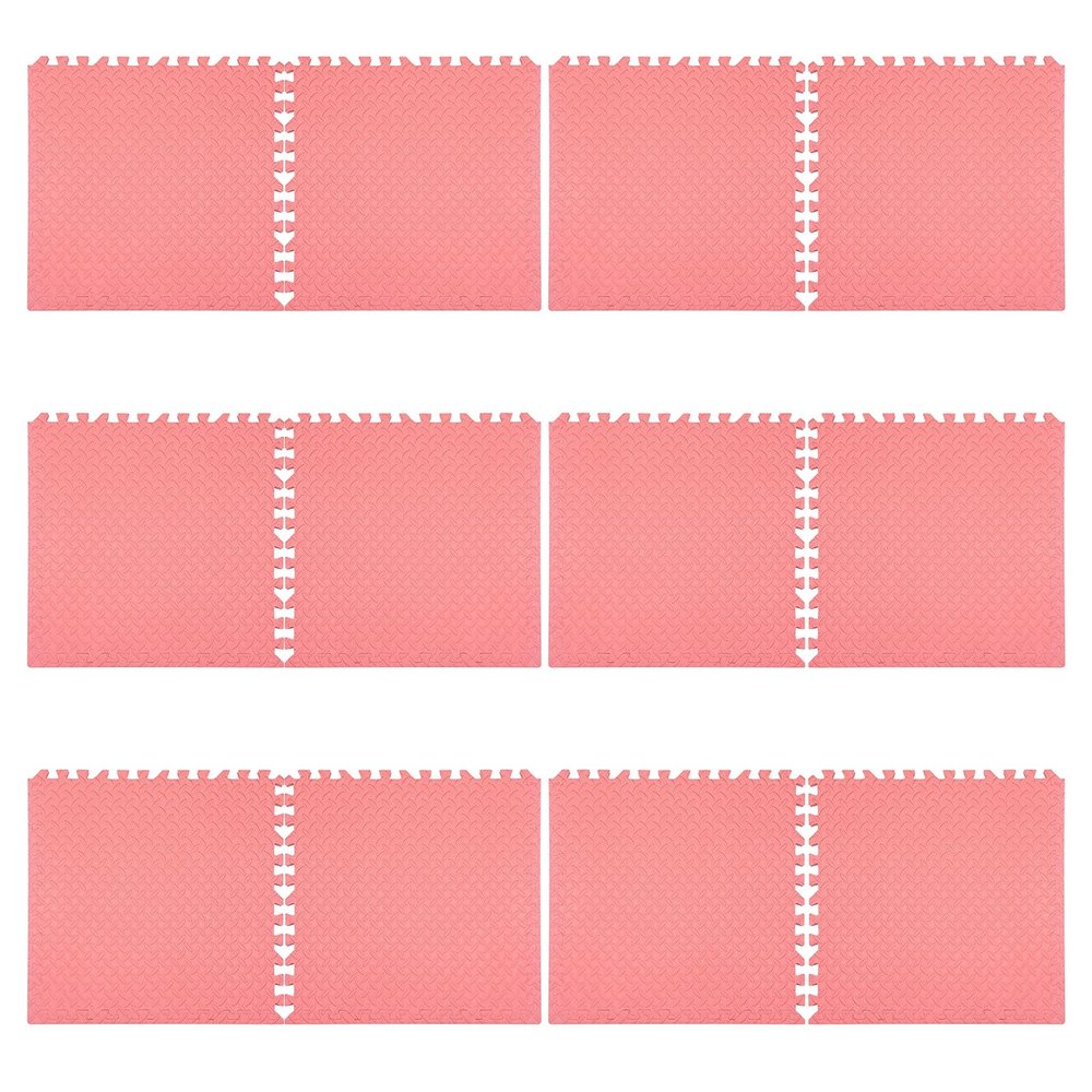 Altsuceser 12Pcs Foam Floor Tiles, EVA Foam Mat, Kids Play Mat for Floor, Interlocking Floor Mats, Extra Thick Floor Exercise Mat for Home Gym Workout Equipment Red