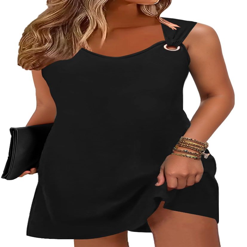 Disamer Summer Dresses for Women 2026 Sundresses Sleeveless Beach Swimsuit Cover Ups Spring Casual Tank Tshirt Sun Dress,Pure Black,XX-Large