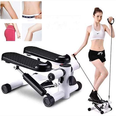 RWGOVLU Mini Stepper Machine,Stepper Exercise Machine with Resistance Bands Household Multifunctional Exercise Equipment for Women You White