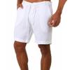 SWJGLITTR Men's Linen Casual Short Drawstring Summer Beach Shorts Cotton Leisure Jogger Short Pants (White,Small)