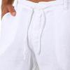 SWJGLITTR Men's Linen Casual Short Drawstring Summer Beach Shorts Cotton Leisure Jogger Short Pants (White,Small) view 2