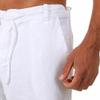 SWJGLITTR Men's Linen Casual Short Drawstring Summer Beach Shorts Cotton Leisure Jogger Short Pants (White,Small) view 3