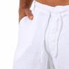 SWJGLITTR Men's Linen Casual Short Drawstring Summer Beach Shorts Cotton Leisure Jogger Short Pants (White,Small) view 4