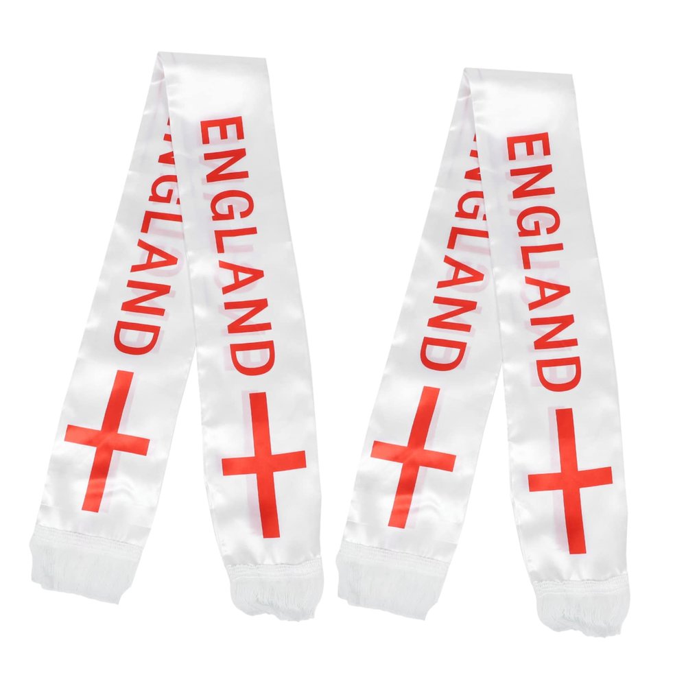 WHAMVOX 2pcs England Soccer Fans Knit Scarf for Football Games Cheering and Support for Festivals and Live Events Satin Material Comfortable Wear