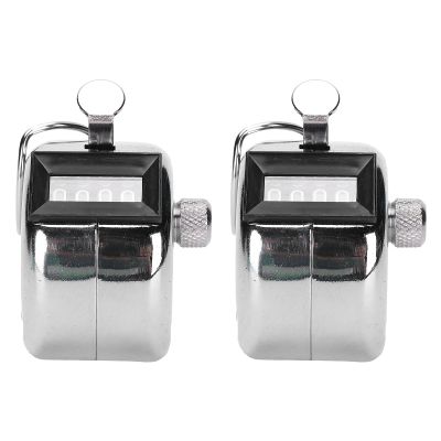 MUNEFE 2Pcs Hand Tally Coter, Metal 4 Diit Clicker Coter, Handheld Clicker Pitch Coter for Sport Row or Cotin People