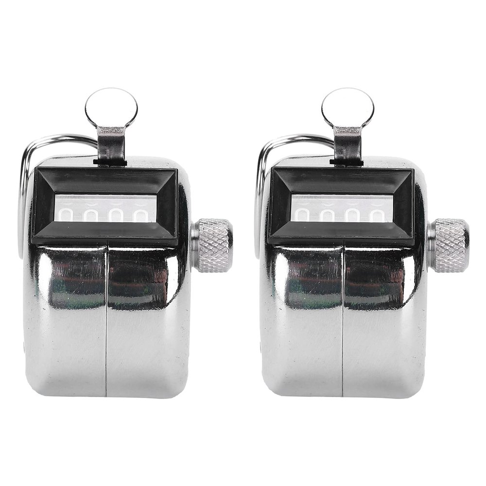 MUNEFE 2Pcs Hand Tally Coter, Metal 4 Diit Clicker Coter, Handheld Clicker Pitch Coter for Sport Row or Cotin People
