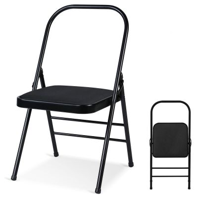 Yoga Auxiliary Chair Backless Yoga Chair - Portable Folding Chair for Flexibility and Strength Training - Non-Slip Feet Covers Included