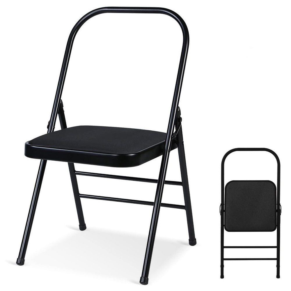 Yoga Auxiliary Chair Backless Yoga Chair - Portable Folding Chair for Flexibility and Strength Training - Non-Slip Feet Covers Included