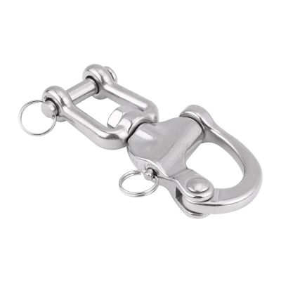 Zerone 316 Stainless Steel Jaw Swivel Snap Shackle for Sailboat Halyard Spinnaker Hook Heavy Duty with Quick Release Pin, Made of Premium 316 Stainless Steel (128mm)