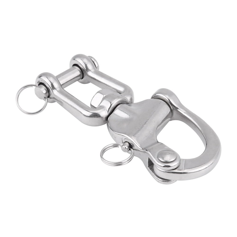 Zerone 316 Stainless Steel Jaw Swivel Snap Shackle for Sailboat Halyard Spinnaker Hook Heavy Duty with Quick Release Pin, Made of Premium 316 Stainless Steel (128mm)