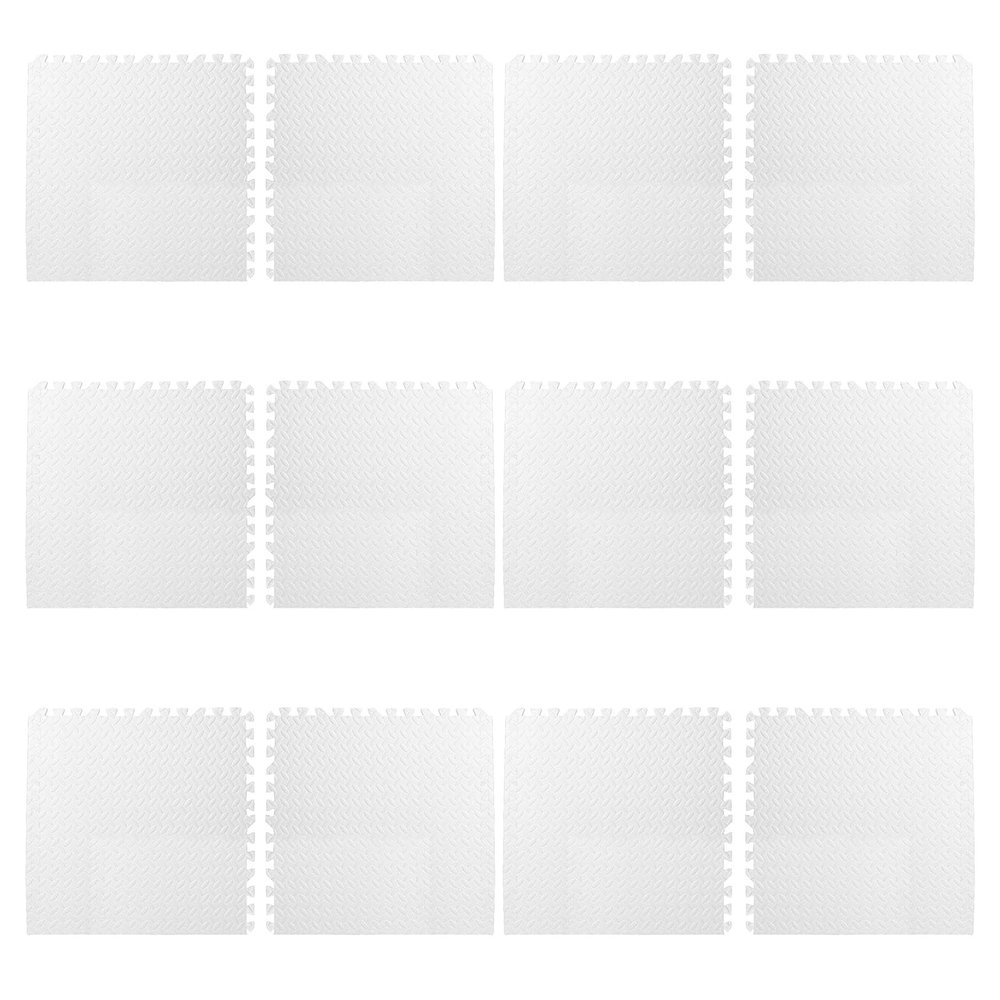 Altsuceser 12Pcs Foam Floor Tiles, EVA Foam Mat, Kids Play Mat for Floor, Interlocking Floor Mats, Extra Thick Floor Exercise Mat for Home Gym Workout Equipment White