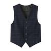 Fankeshi Boy's 4 Button Plaid Formal Suit Vest Dark Grey Plaid 6 view 1