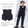 Fankeshi Boy's 4 Button Plaid Formal Suit Vest Dark Grey Plaid 14 view 3