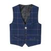Fankeshi Boy's 4 Button Plaid Formal Suit Vest Navy Plaid 10 view 1