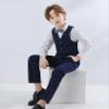 Fankeshi Boy's 4 Button Plaid Formal Suit Vest Navy Plaid 10 view 2