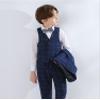 Fankeshi Boy's 4 Button Plaid Formal Suit Vest Navy Plaid 10 view 4
