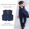 Fankeshi Boy's 4 Button Plaid Formal Suit Vest Navy Plaid 16 view 3