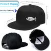 Christian Hat Snapback Hats for Men Flat Bill Brim Hats Jesus Fish Cross Hat for Men Fitted Black Baseball Cap for Mens Cool Hip Hop Adjustable Workout Trucker caps Mens Women Christ Gift Accessories view 2