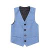 Fankeshi Boy's 4 Button Plaid Formal Suit Vest Blue Plaid 8 view 1
