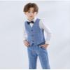Fankeshi Boy's 4 Button Plaid Formal Suit Vest Blue Plaid 8 view 2