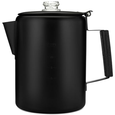 COLETTI Bozeman Black Percolator Coffee Pot  Camping Coffee Pot  Americas Sleekest Percolator  NO Aluminum or Plastic [12 cup]
