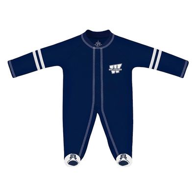 Creative Knitwear College Baby Infant Sports Shoe Footed Romper Long Sleeve- Washburn Ichabods Logo, Navy/White, Size 0-3 Months