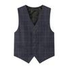 Fankeshi Boy's 4 Button Plaid Formal Suit Vest Grey Plaid 5 view 1