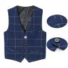 Fankeshi Boy's 4 Button Plaid Formal Suit Vest Grey Plaid 5 view 4