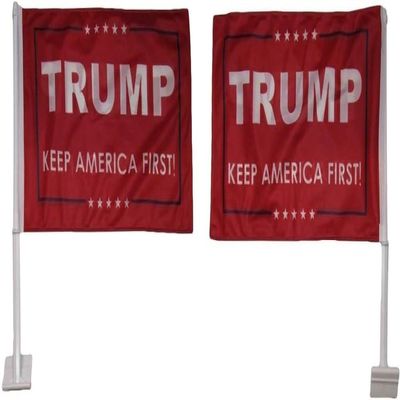 12 Pack Trump Keep America First Red 12x18 2-Sided Rough Tex Knit Nylon Car Flag