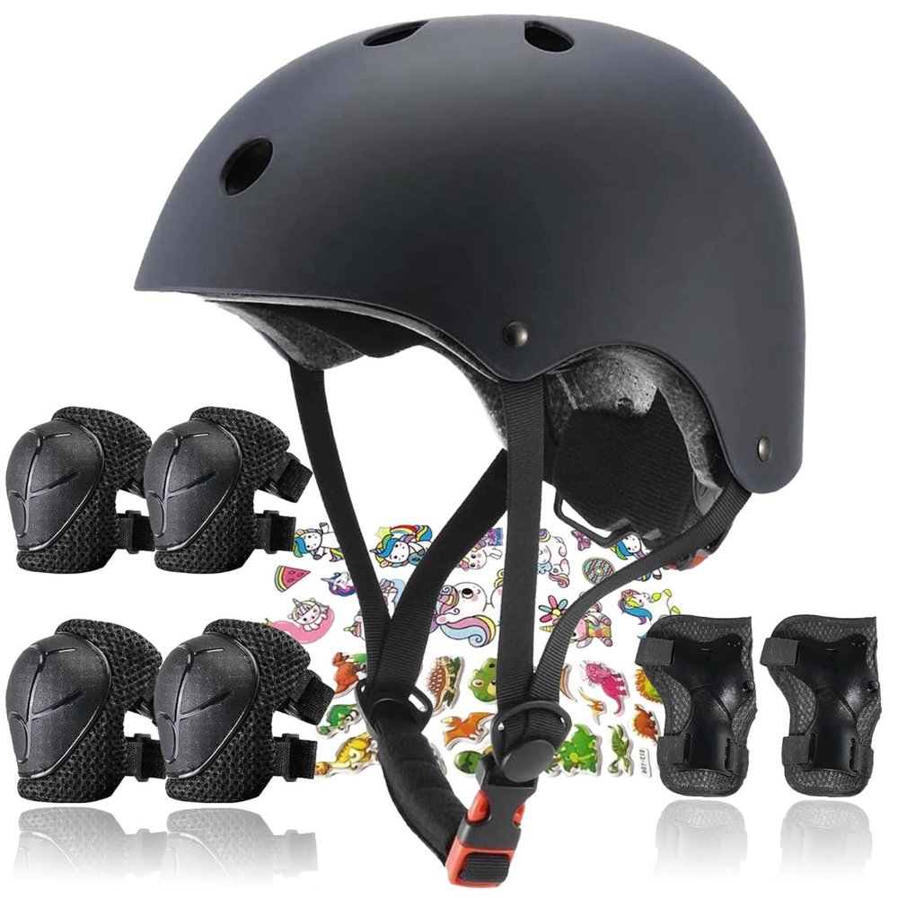 FOOKCIAN Kids Helmet,Toddler Skateboard Helmets for Ages 2-3-5-8-14 Years Boys Girls with Knee and Elbow Pads Wrist Guards fit Roller Skates,Skateboarding,Skating Scooter Adjustable Kids Helmet