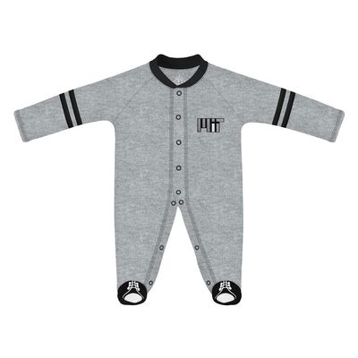Creative Knitwear College Baby Infant Sports Shoe Footed Romper Long Sleeve- MIT Engineers Massachusetts Institute Logo, Oxford/Black, Size 3-6 Months