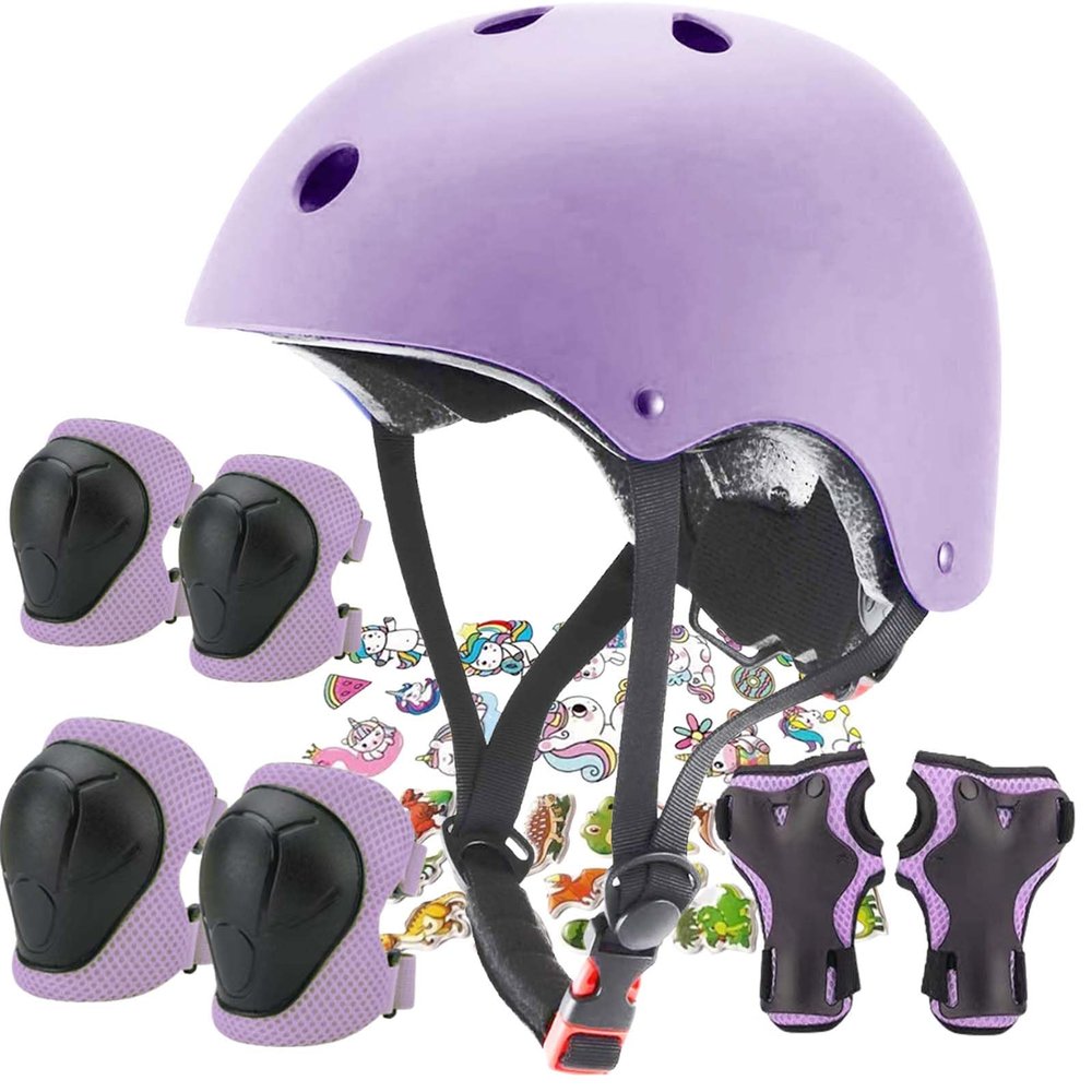 FOOKCIAN Kids Helmet,Toddler Skateboard Helmets for Ages 2-3-5-8-14 Years Boys Girls with Knee and Elbow Pads Wrist Guards fit Roller Skates,Skateboarding,Skating Scooter Adjustable Kids Helmet