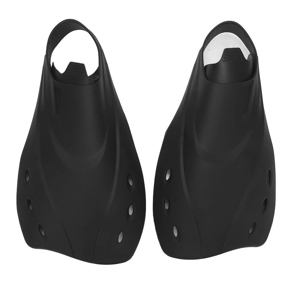 2Pcs Short Fins Smoother Edges Drain Hole Design Moderate Softness Adjustable TPR Swimming Fins for Diving for Snorkeling Diving Adult Men Women Open Heel Swimming Flippers