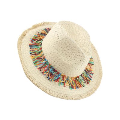 LIFKOME 1pc Stylish Beach Hat Colorful Tassels Wide Brim Sun Protection for Outdoor Activities Elegant Straw Sun Block Hat for Summer for Relaxed Days Beach