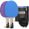 PRO-SPIN Ping Pong Paddles  ITTF Approved Professional Table Tennis Rackets with Carbon Fiber for Superior Control | 7-Ply Blade, Premium Rubber, 2.0mm Sponge (Blue|Violet, 2-Pack) view 1