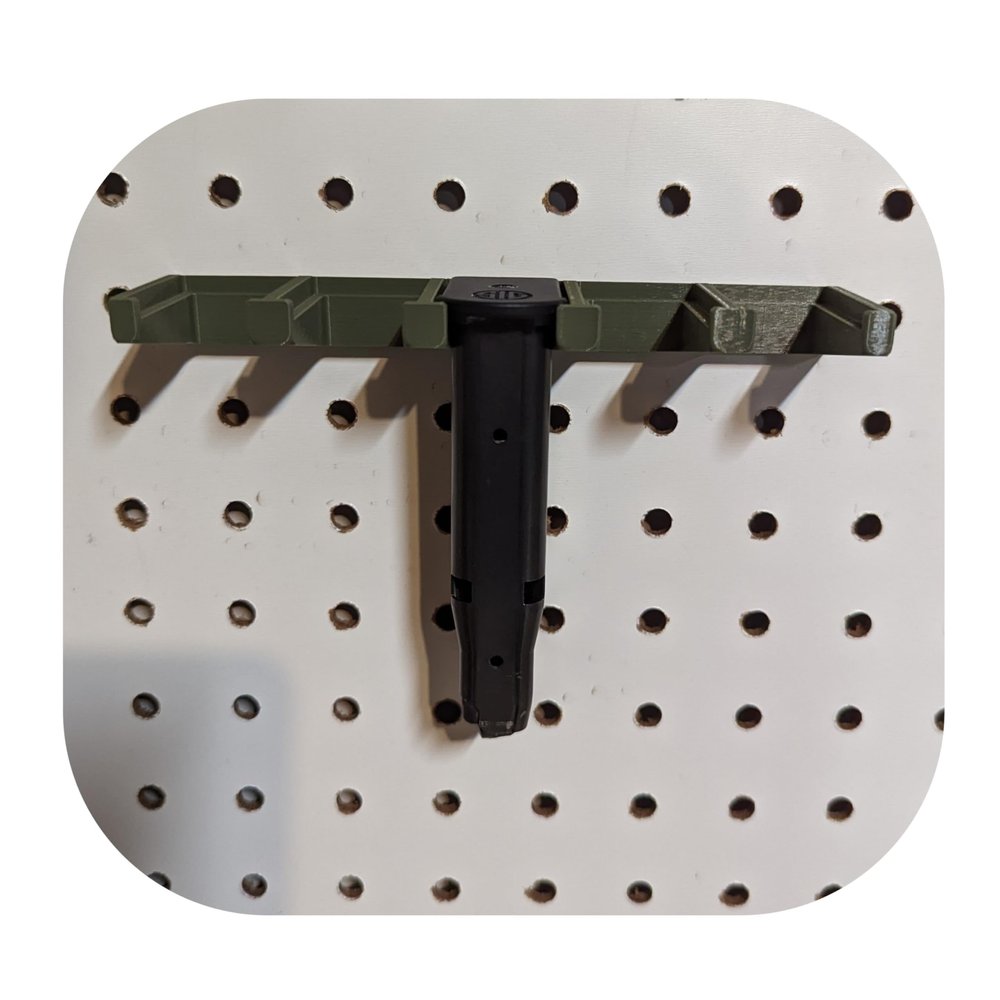 Hammy3DPrints Mount for Sig P365 Mags - Pegboard/Metal Pegboard/Skadis/etc. | Magazine Holder Storage Rack (XMacro: Secure Wall)