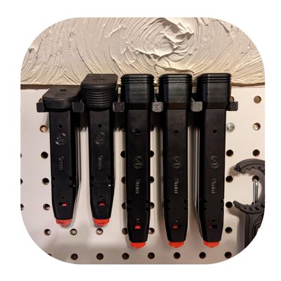 Hammy3DPrints Mount for CZ P07 / P09 / P10 Mags - Pegboard/Metal Pegboard/Skadis/etc. | Magazine Holder Storage Rack (Wall Control/Gun Pegboard)