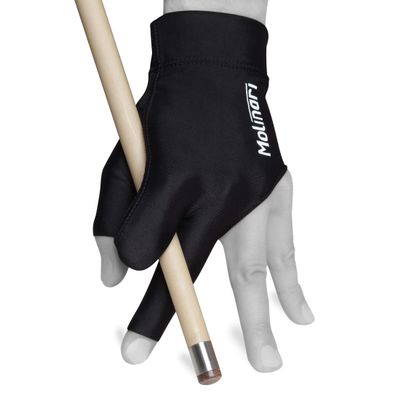Quality gloves Molinari Billiard Pool Cue Glove - for Left Hand (Right-Handed Player), X-Large, Black