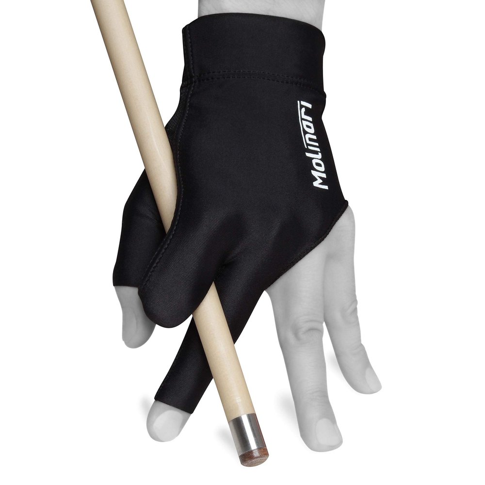 Quality gloves Molinari Billiard Pool Cue Glove - for Left Hand (Right-Handed Player), X-Large, Black
