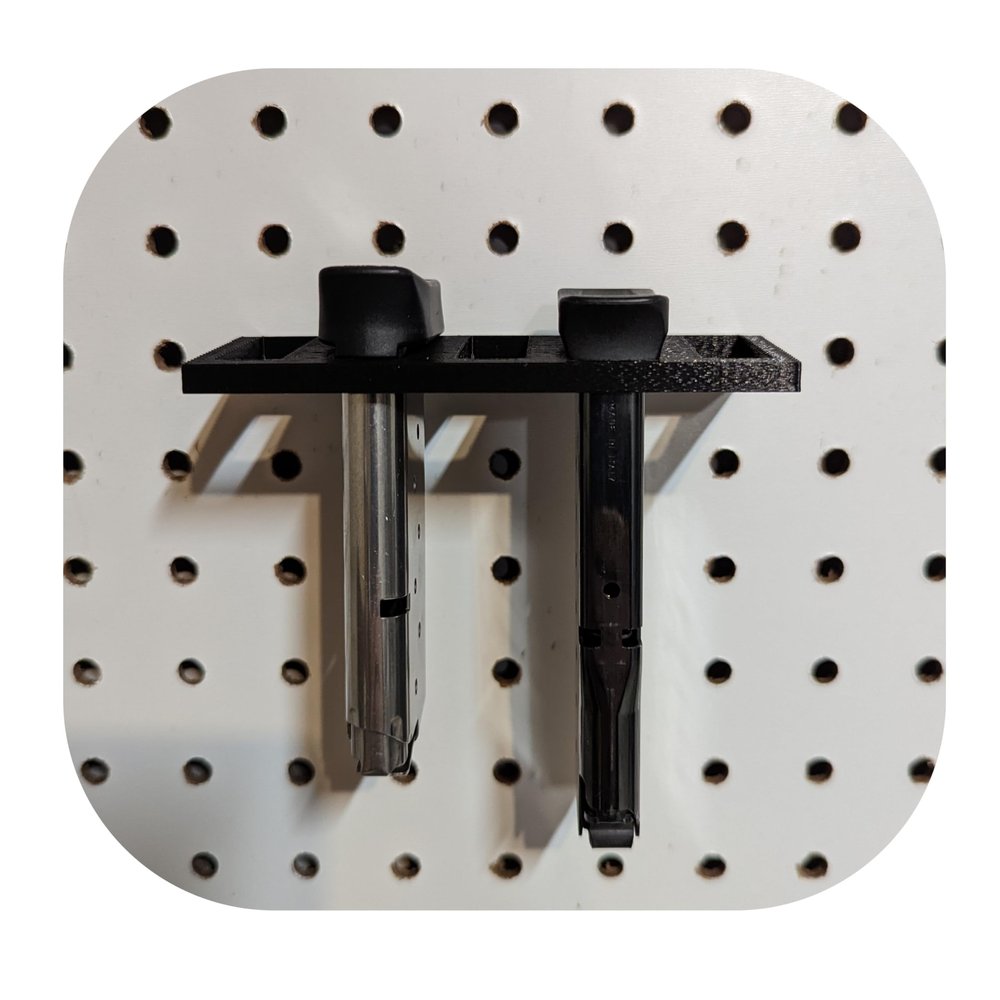 Hammy3DPrints Mount for Sig P239 and P938 Mags - Pegboard/Metal Pegboard/Skadis/etc. | Magazine Holder Storage Rack (Squarelok)