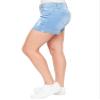 Royalty For Me Women's Wannabettabutt Side Slit Hem Denim Shorts Deal, Light Blue Rips, 10 view 2