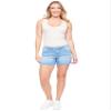 Royalty For Me Women's Wannabettabutt Side Slit Hem Denim Shorts Deal, Light Blue Rips, 10 view 4
