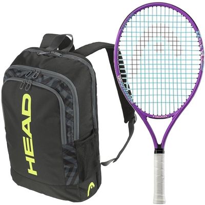 Head Instinct 23 Inch Junior Tennis Racquet Bundled w a Head Base Tennis Backpack 17L (Black/Yellow)