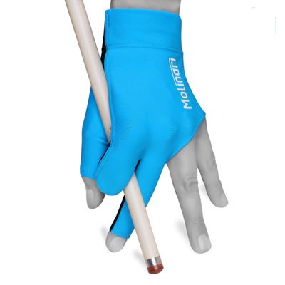 Quality gloves Molinari Billiard Pool Cue Glove - for Left Hand (Right-Handed Player), Small, Cyan